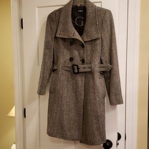 Guess houndstooth wool coat.